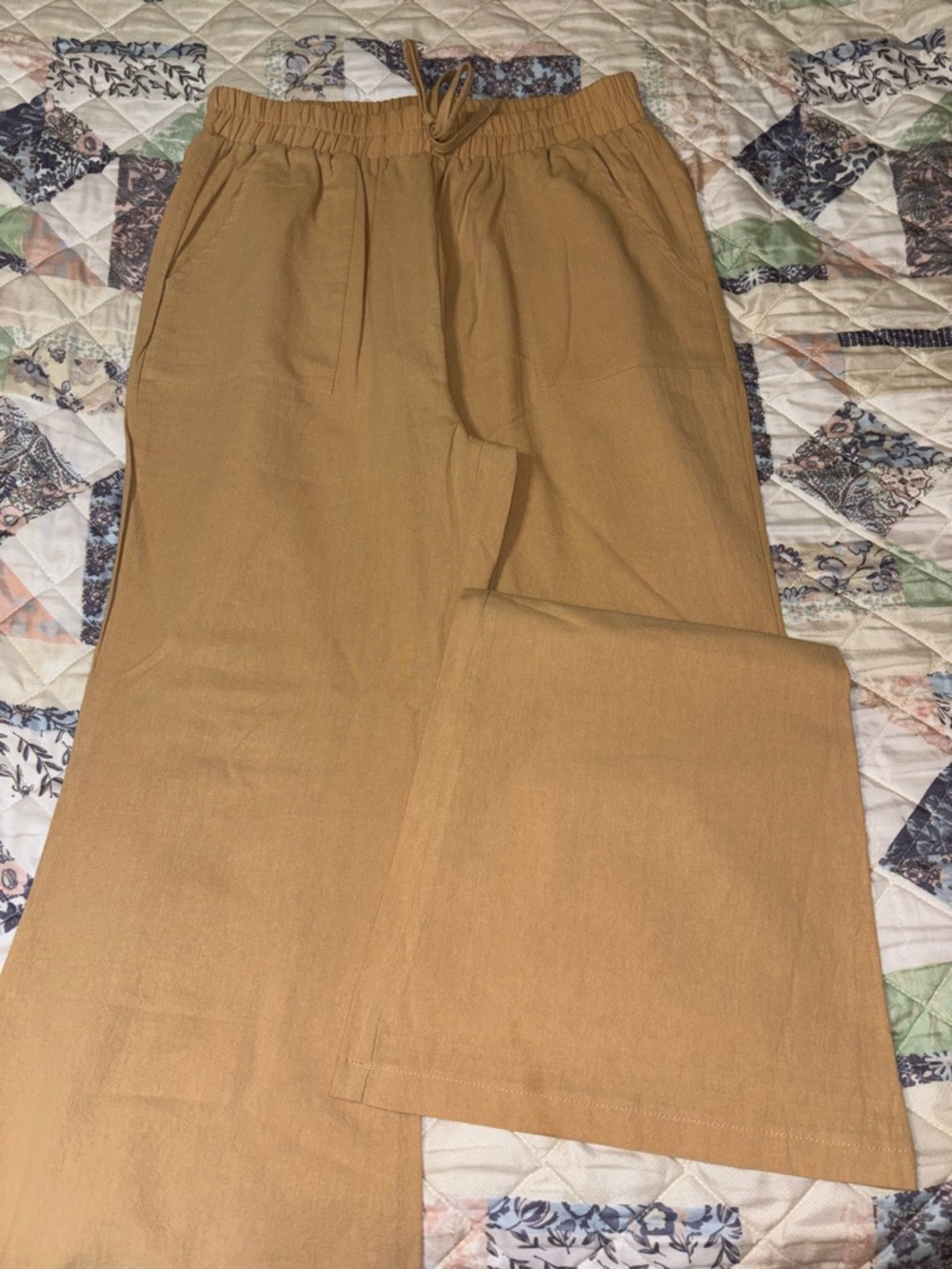 SHEIN Camel Wide Leg Drawstring Pants